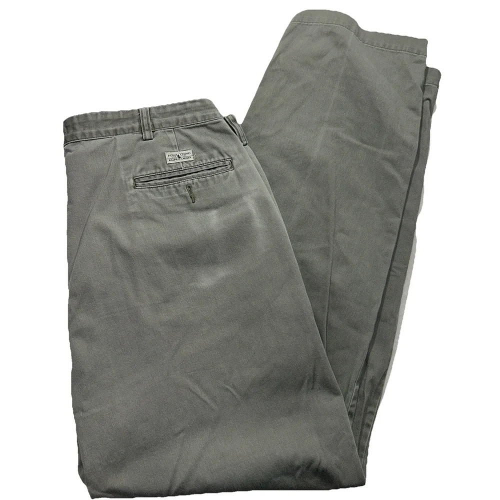 Polo Ralph Lauren 38x34 Grey ‎ Straight Leg Classic Chino 90s Pants